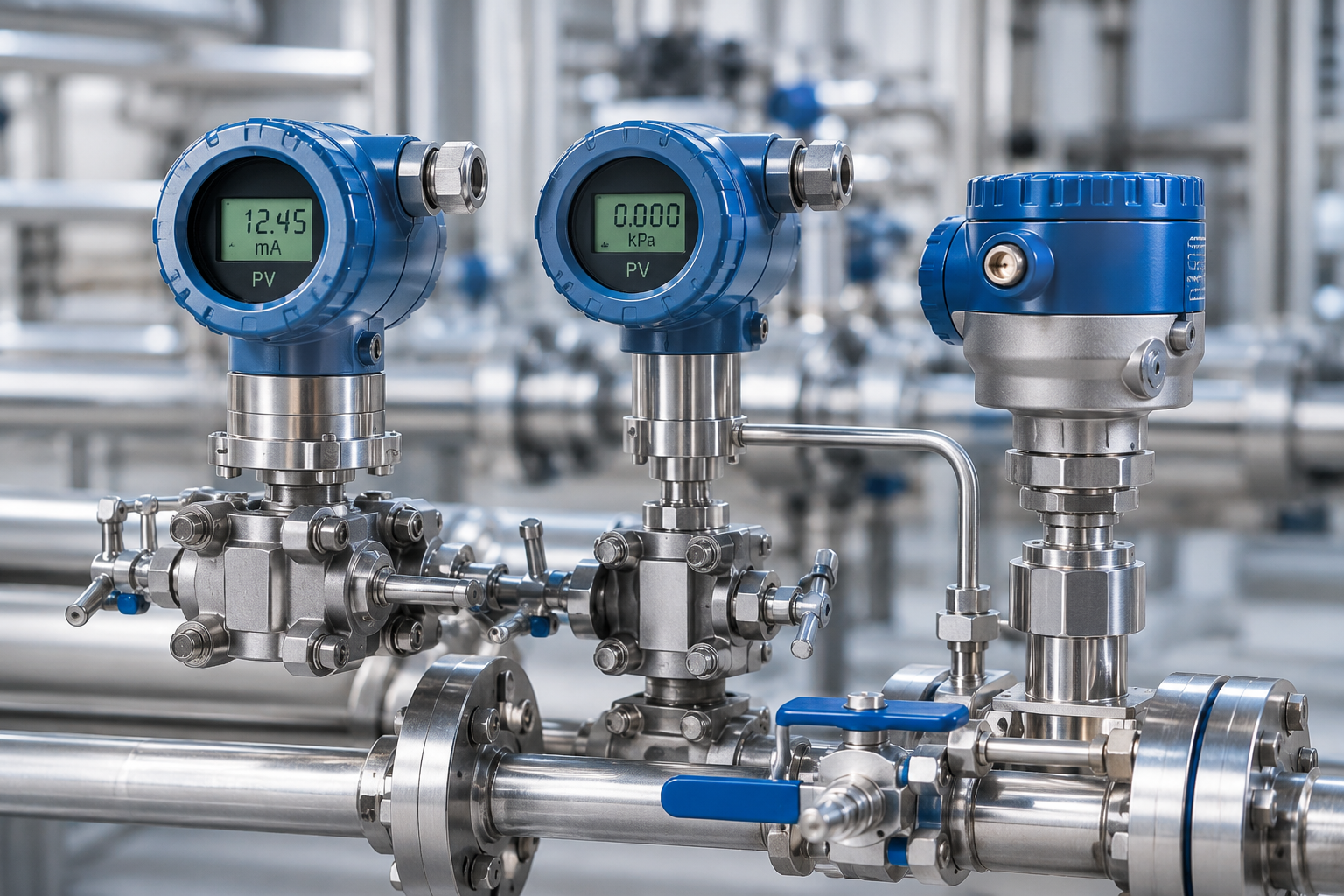 Industrial pressure transmitter and instrumentation